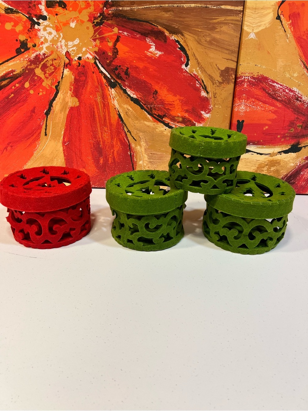 Felt Christmas Boxes - Red & Green